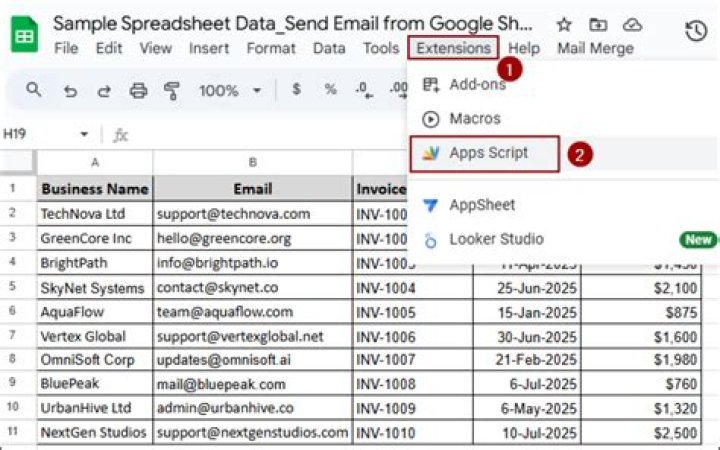 How do I send one email from Google Sheets?