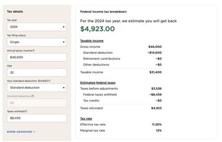 How much will I get back in taxes if I make 100000?