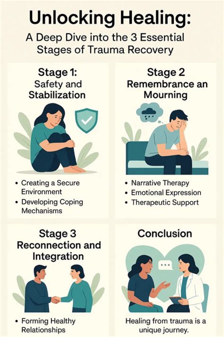 What are the three stages of trauma?