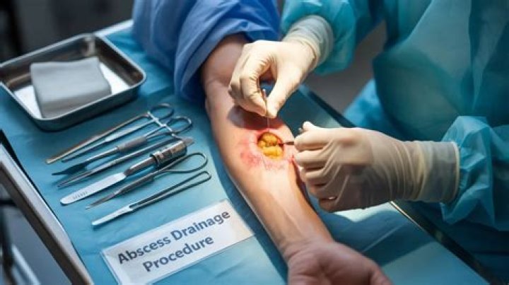 What do you do if an abscess bursts at home?