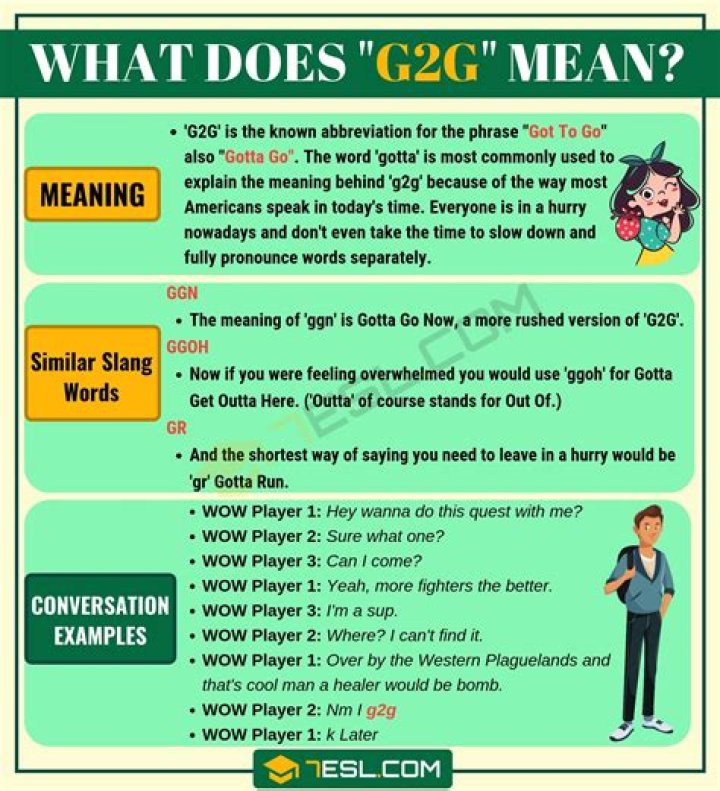 What does g2g mean in texting?