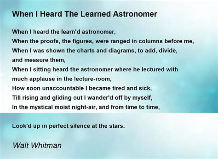 What does when I heard the Learn D astronomer suggest about the poet's view of the world?