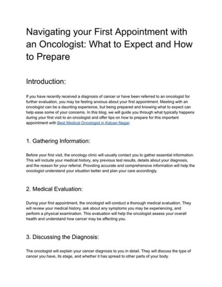 What happens on your first visit to the oncologist?