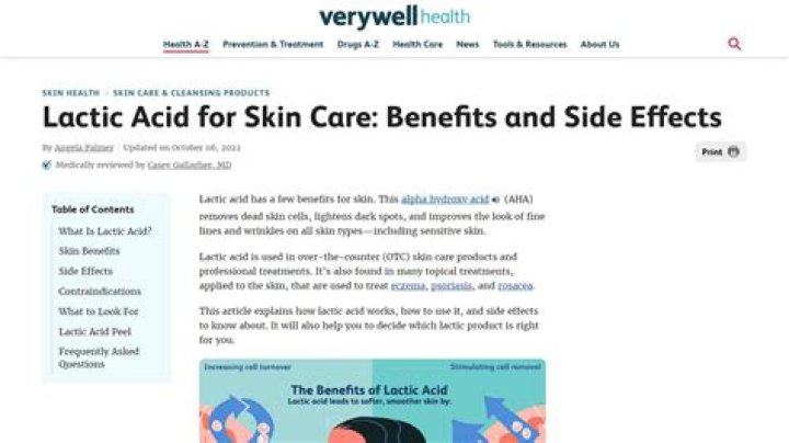 What is lactic acid skin?