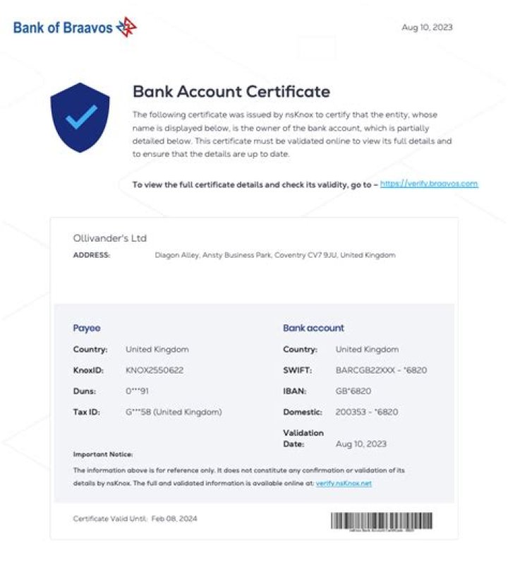 What is proof of bank account?