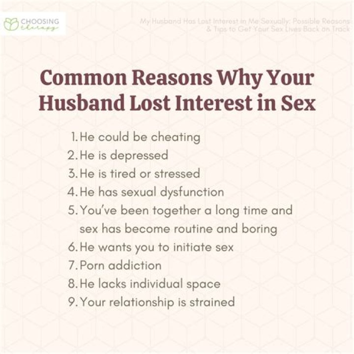 What is the reason behind husband not interested in wife?