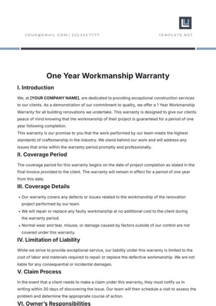 What is workmanship guarantee?