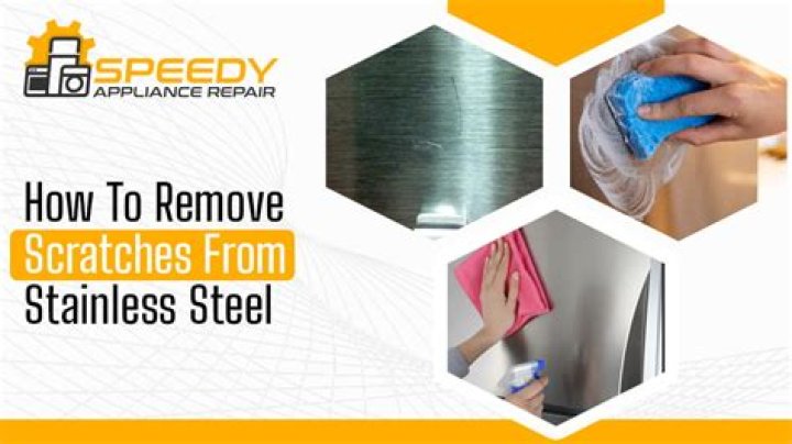 What removes scratches from stainless steel?