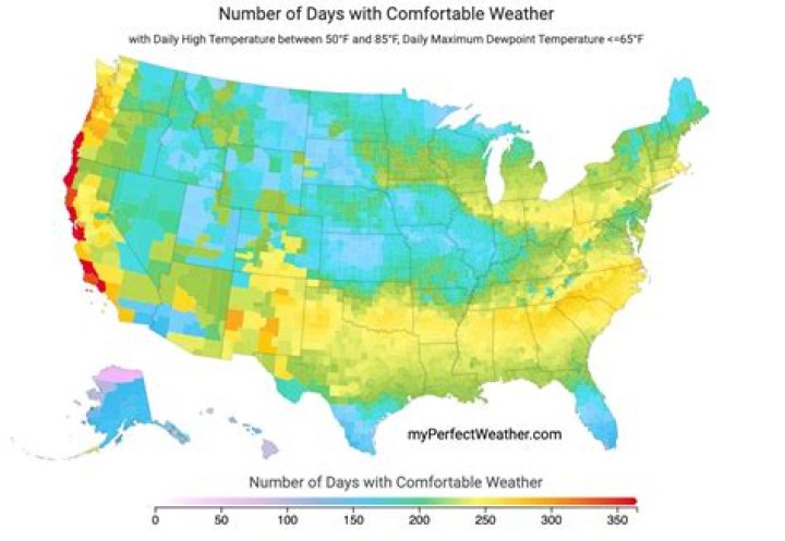 What state has the most comfortable weather year round?