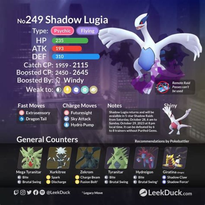 What type is Shadow Lugia?